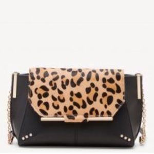 NWOT Leopard and Black Vegan Leather Purse